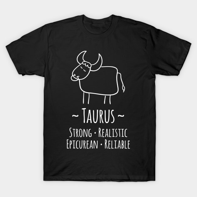 Taurus Zodiac Sign T-Shirt by HappyCatPrints